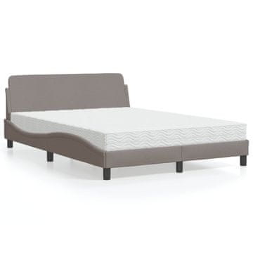 Vidaxl Krevet s madracem, taupe, 140x200 cm, presvučen tkaninom