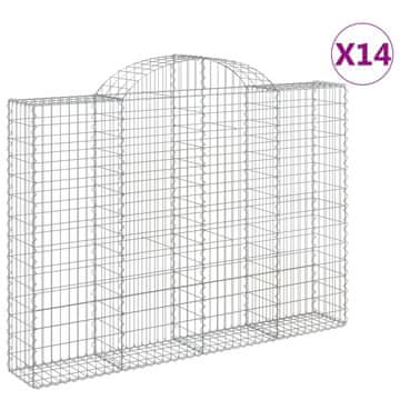 Vidaxl Lučne gabionske košare 14kom 200x30x140/160cm pocinčano željezo