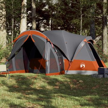 Vidaxl Obiteljski šator Tipi za 8 osoba, sivo-narančasti, vodootporan