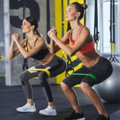 Netscroll Set od 5 elastičnih traka za vježbanje, različite razine otpora, mekana i izdržljiva guma, fitness trake set, trake za pilates i jogu, torbica, SportStar 