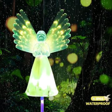 Netscroll Solarna vrtna svjetiljka anđeo s višebojnim svjetlom za dekoraciju vrta, staze ili terase, Angels