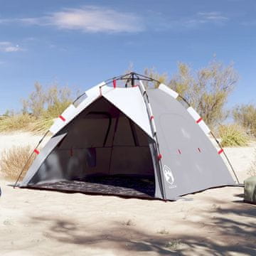 Vidaxl Šator za plažu za 3 osobe, sivi, brzo postavljanje, vodootporan