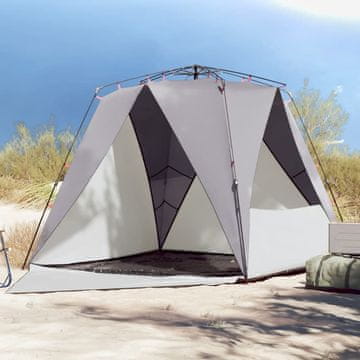 Vidaxl Šator za plažu, za 4 osobe, sivi, brzo postavljanje, vodootporan
