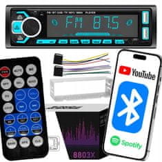 Dexxer 1DIN 12V RGB LCD FM auto radio 4x60W 2x USB Bluetooth SD + daljinski