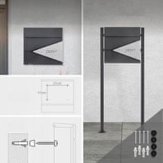 Dexxer Moderan poštanski sandučić s utorom za novine antracit + inox X1