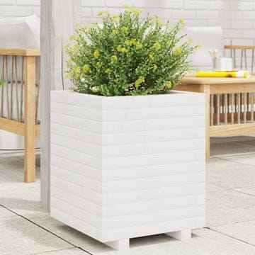 Vidaxl Vrtna žardinjera bijela 40x40x49,5 cm masivni borov drvo