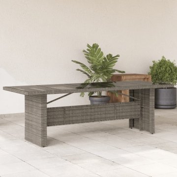 Vidaxl Vrtni stol sa staklenom pločom, sivi, 240x90x75 cm