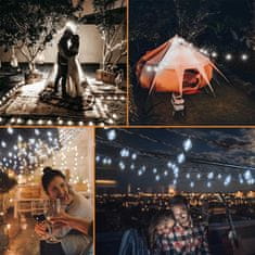 HOME & MARKER® Vodootporni solarni LED rasvjetni lanac 5 m s kuglicama za vanjsku dekoraciju (bijeli) | SOLSTICE