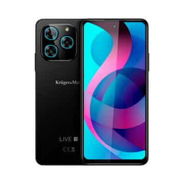 Krüger&Matz 50Mpx pametni telefon 2x SIM 128GB NFC Android 13 IPS LIVE 11 crni