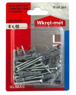 Wkret-Met Univerzalni ekspanzijski tiplovi s vijcima 6x40mm 18 kom