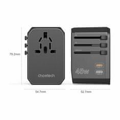 Choetech putni adapter + USB TypeC TypeA PD 45W punjač EU SAD UK AU PD6045