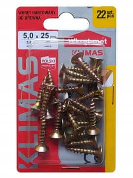 Wkret-Met Kaljeni vijci za drvo 5x25mm 22 kom PZ2 zlatni