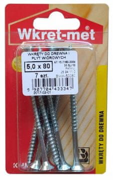 Wkret-Met Kaljeni vijci za drvo 5x80mm 7 kom PZ2 zlatni