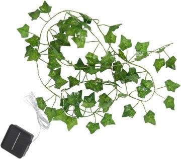 HOME & MARKER® Ukrasna solarna LED rasvjeta 5 m s umjetnim lišćem, idealna za balkon i vrt | LEAFGLO