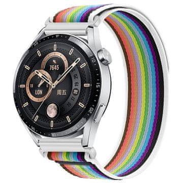 BStrap Velcro Nylon remen za Garmin Vivoactive 5, white rainbow