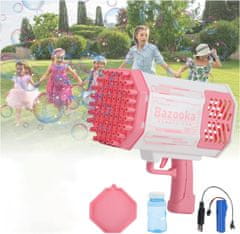 JOJOY® Pištolj za mjehuriće od sapunice, puhanje mjehurića, 69 rupa, šarene LED svjetiljke (Roza, 1+1 Gratis) | BUBBLEPUFF