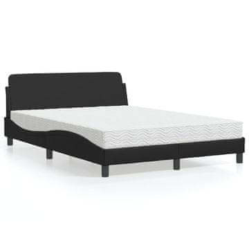 Vidaxl Krevet s madracem, crni, 140x190 cm, umjetna koža