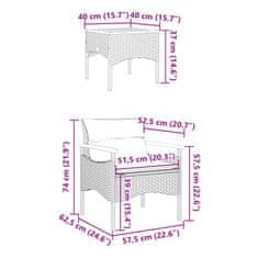 Vidaxl 3-dijelna vrtna garnitura od poliratana s jastucima siva