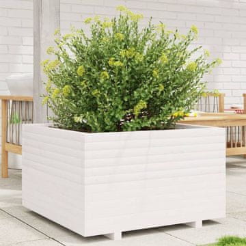 Vidaxl Vrtna žardinjera bijela 80x80x49,5 cm masivni borov drvo