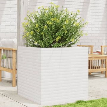 Vidaxl Vrtna žardinjera bijela 70x70x68,5 cm masivni borov drvo