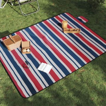 Vidaxl Sklopiva deka za piknik crvene i plave pruge 200 x 150 cm