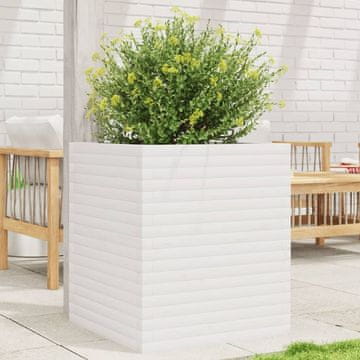 Vidaxl Vrtna žardinjera bijela 60x60x68,5 cm masivni borov drvo