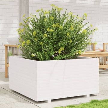 Vidaxl Vrtna žardinjera bijela 90x90x49,5 cm masivni borov drvo