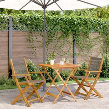 Vidaxl Bistro set od 3 dijela, sivi polipropilen i drvo