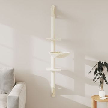 Vidaxl Zidna mačja grebalica s grebalicom, krem, 142,5 cm