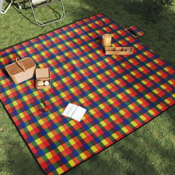 Vidaxl Sklopiva deka za piknik višebojna karirana 200x200 cm