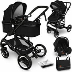 Kiduku Kombinirana kolica 3u1 Crna/Crna