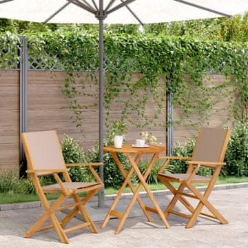 Vidaxl Bistro set od 3 dijela, taupe tkanina i drvo