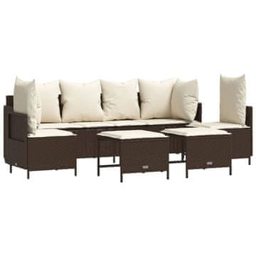 Vidaxl 5-dijelni set vrtnih sofa s jastucima poliratan smeđi