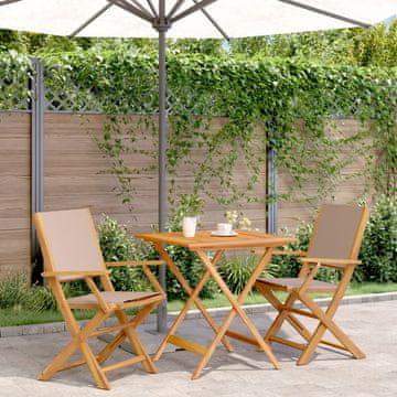 Vidaxl Bistro set od 3 dijela, taupe tkanina i drvo