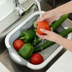 Netscroll Sklopivo kuhinjsko cjedilo 3 u 1 s daskom za rezanje i posudom 40 x 30 cm, višenamjensko kuhinjsko cjedilo