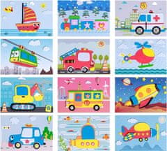 JOJOY® 3D naljepnice od EVA pjene (12 listova) | STICKYFUN Vozila