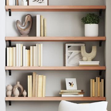Vidaxl Polica, smeđa, 100x30x(2-4) cm, lakirano puno hrastovo drvo