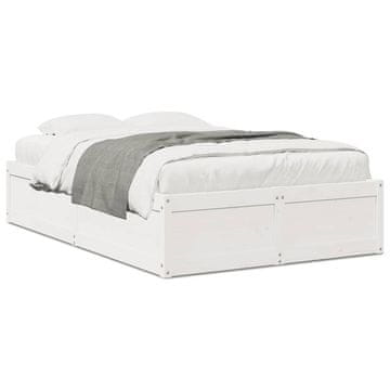 Vidaxl Okvir kreveta bez madraca bijeli 135x190 cm masivni borov drvo