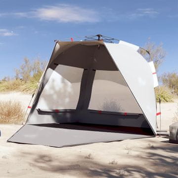 Vidaxl Šator za plažu za 3 osobe, sivi, brzo postavljanje, vodootporan