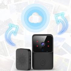 Netscroll Pametno bežično video zvono s kamerom, noćnim vidom i senzorom pokreta, dvosmjerna komunikacija, WiFi povezivanje i USB punjenje, Bell
