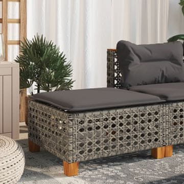 Vidaxl Vrtna stolica s jastukom siva 63,5x56x32 cm PE ratan