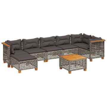 Vidaxl 8-dijelni set vrtnih sofa od poliratana s jastucima sivi