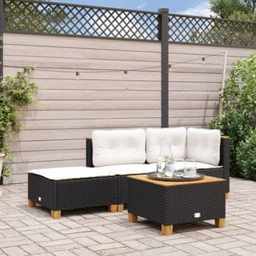 Vidaxl Vrtna stolica s jastukom crna 63,5x56x32 cm PE ratan