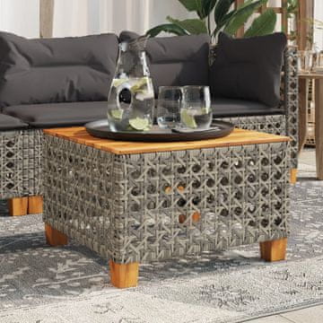 Vidaxl Vrtni stol sivi 55x55x36 cm PE ratan i akacija