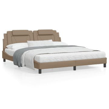 Vidaxl Okvir kreveta s uzglavljem, Cappuccino, 180x200 cm, umjetna koža