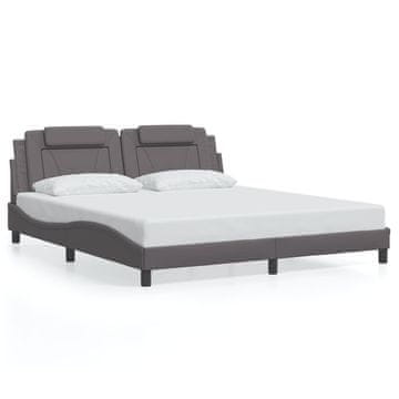 Vidaxl Okvir za krevet s LED svjetlima sivi 180x200 cm umjetna koža