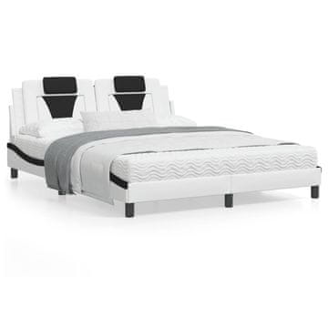 Vidaxl Okvir kreveta s uzglavljem, bijela i crna, 160x200 cm, PU koža