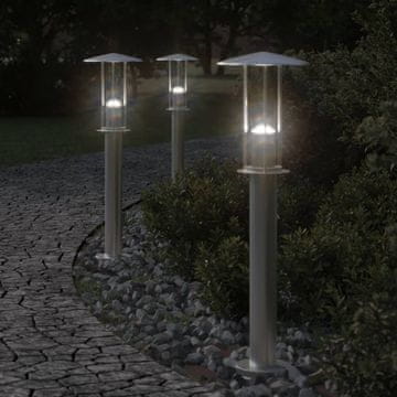 Vidaxl Vrtna svjetiljka s stupom srebrna 60 cm nehrđajući čelik