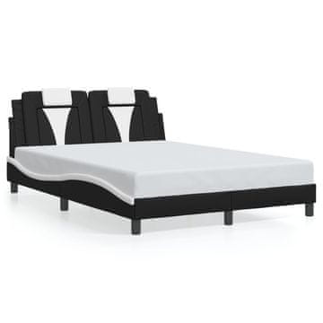 Vidaxl Okvir za krevet s LED rasvjetom crno-bijeli 140x200 cm umjetna koža