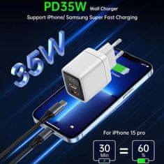 Choetech PD6052 GaN punjač USB / USB-C 35W, crno